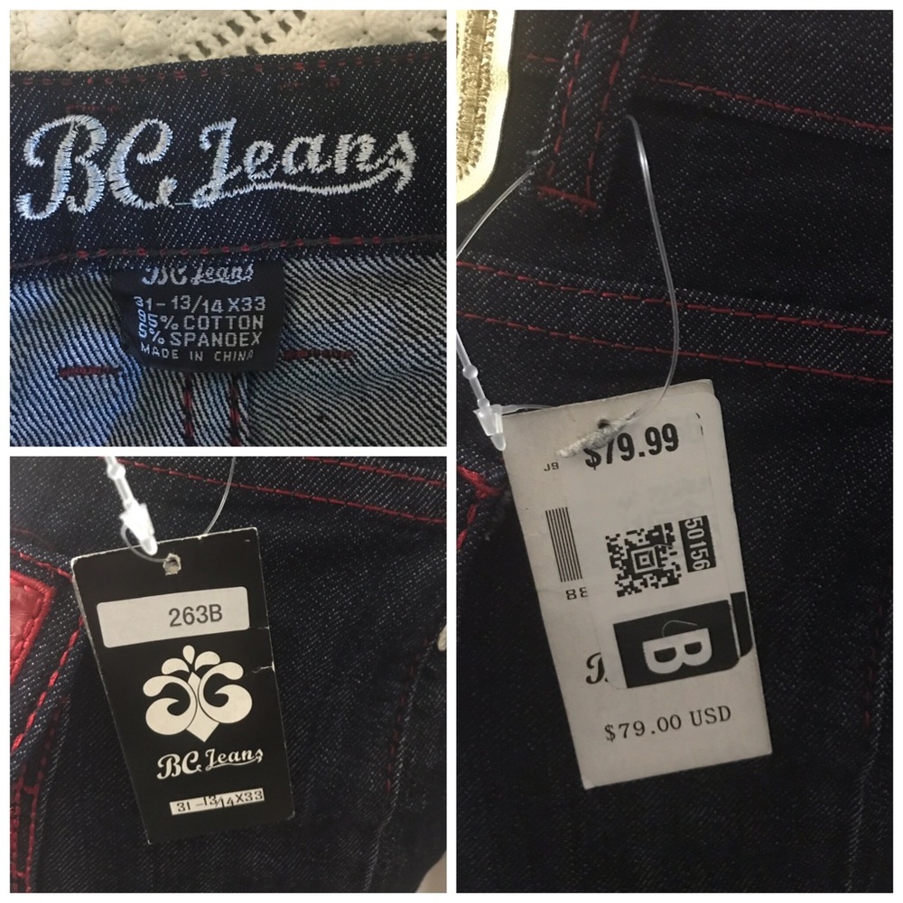 BC Jeans Navy Blue with Red Embellished Jeans - Picture 8 of 8